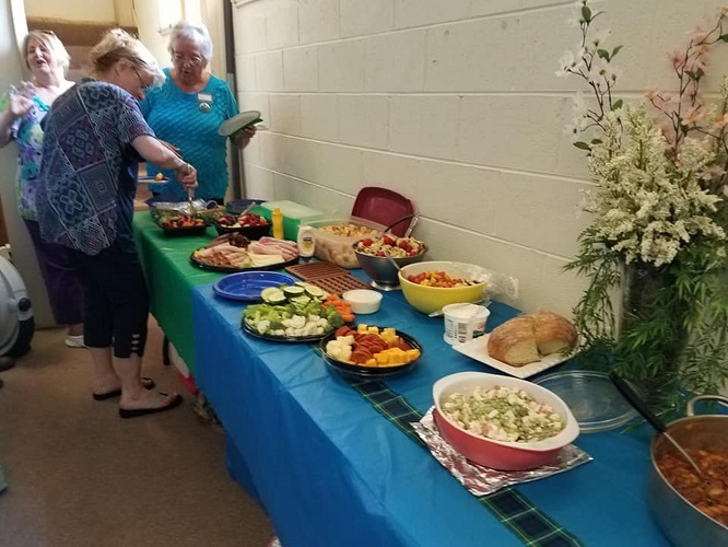 photo of reunion covered dish lunch table